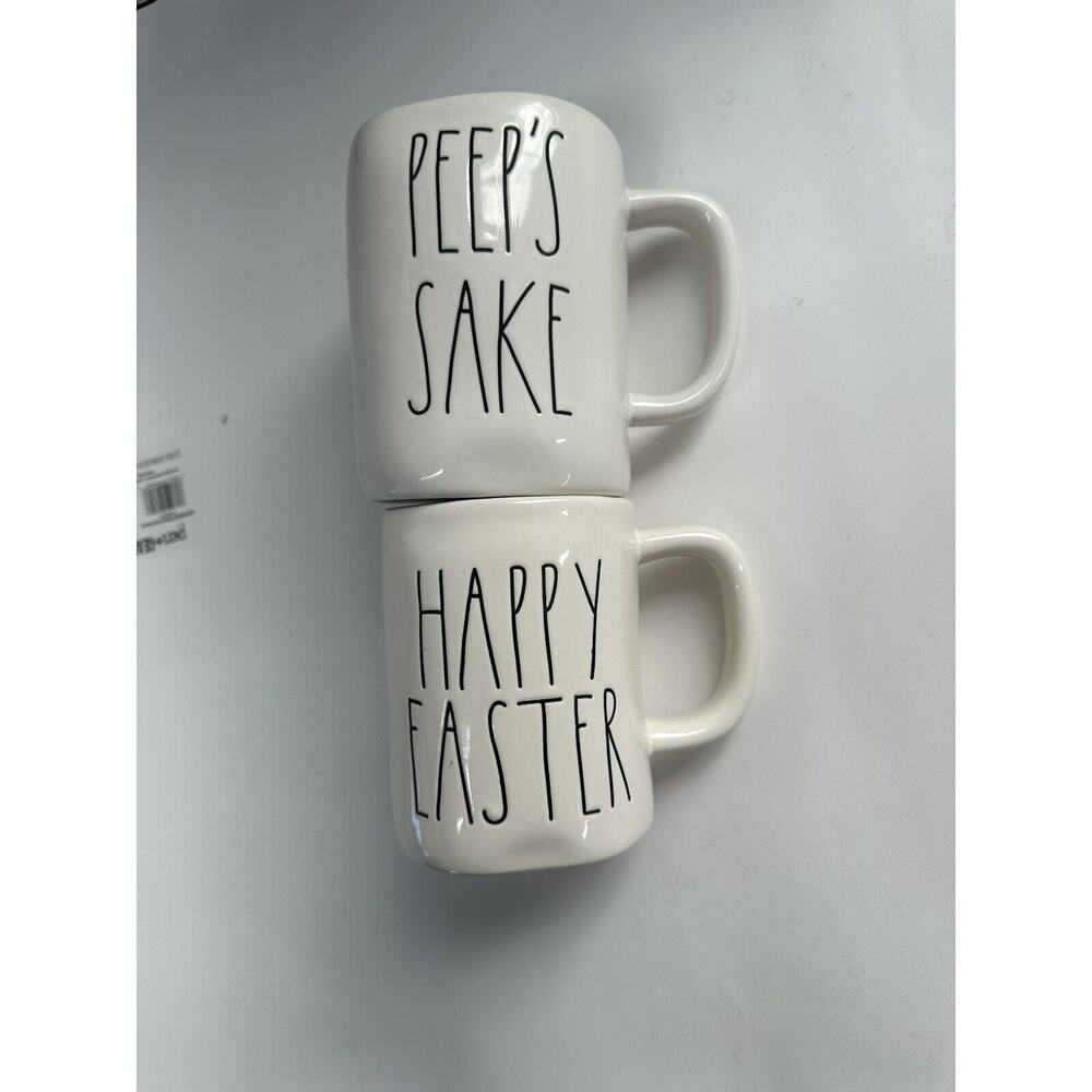 Rae Dunn Coffee Mug Set Peeps Sake And Happy Easter Artisan Collection White - Picture 8 of 8